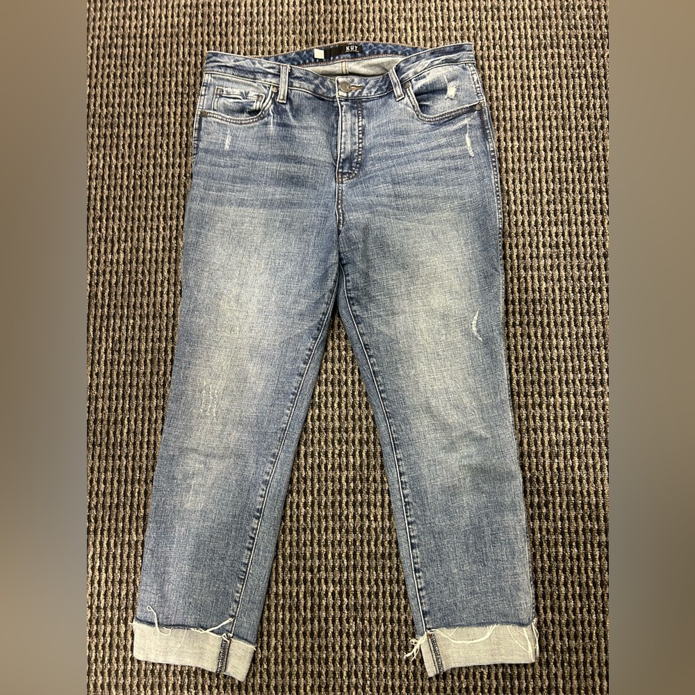 KUT from the Cloth Catherine raw Judd hem boyfriend jeans Sz 12